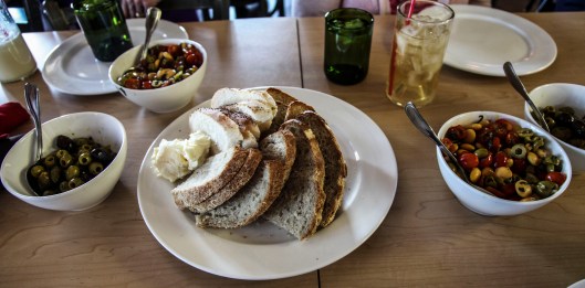 olives fava beans fresh baked bread