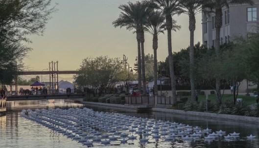 early nightfall canal light