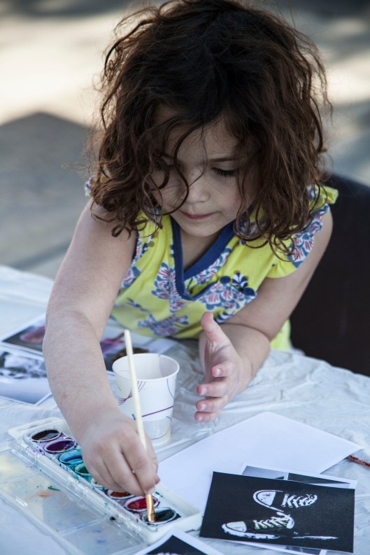 family painting little girl